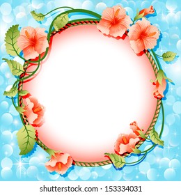 illustration background frame with flowers in circle
