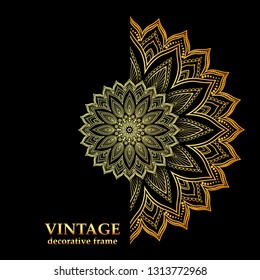 illustration background Frame with gold ornaments