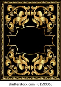 illustration background frame with gold  pattern