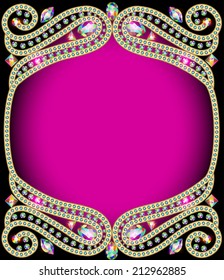 illustration background frame with gold and precious stones