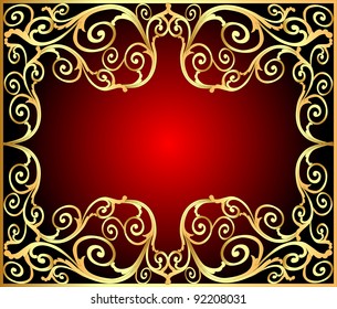 illustration background frame with gold(en) old pattern