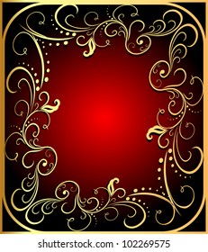 illustration   background with  frame with gold(en) pattern