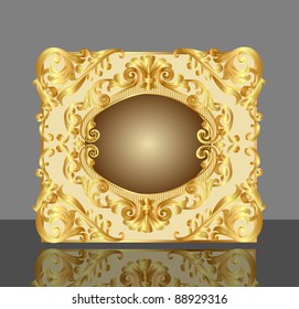 illustration background frame with gold(en) pattern and reflection