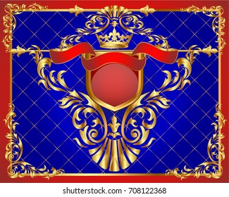 illustration background frame with gold(en) vegetable ornament and net