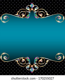 Illustration Background Frame With Jewels Of Gold Ornaments