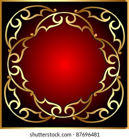 illustration background with frame and old gold(en) pattern