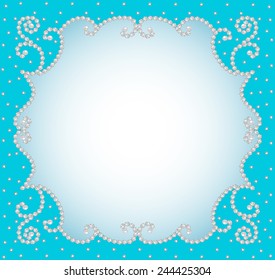 illustration background frame with pearls and precious stones