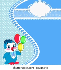 illustration background frame penguin with air ball