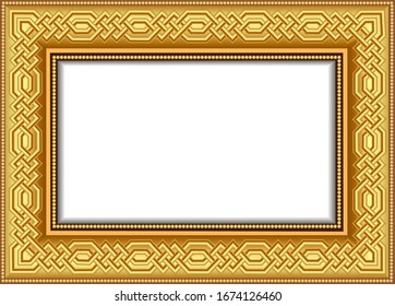 Illustration background frame for a picture gilded with interlocking volumetric pattern