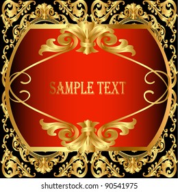 illustration background frame red with gold(en) pattern