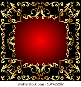 illustration background frame with vegetable gold(en) pattern