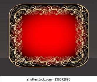 illustration background frame with vegetable gold(en) pattern