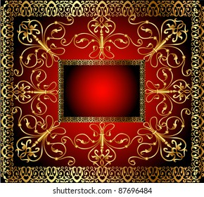 illustration background frame with vegetable gold(en) pattern