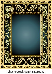 illustration background frame with vegetable gold(en) pattern