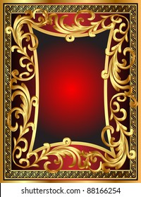 illustration background frame with vegetable gold(en) pattern