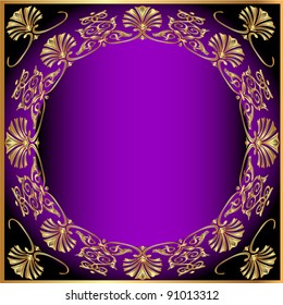 illustration background frame with vegetable gold(en) pattern