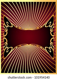 illustration background frame vertical brown with ray and gold(en) pattern