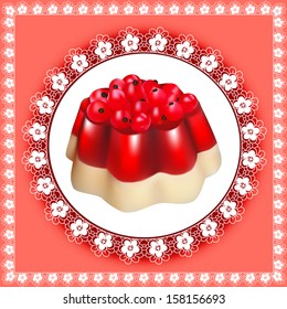illustration background with fruit jelly dessert with berries