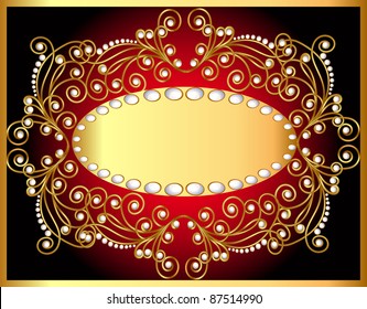 illustration background with gold by pattern and pearl