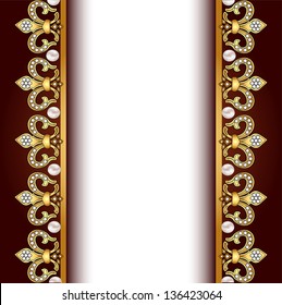 illustration background with gold ornaments and pearls