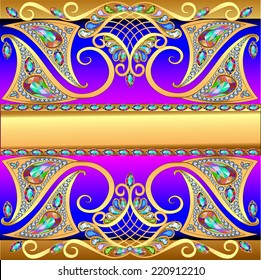 illustration background with gold pattern mesh and jewels
