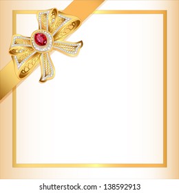 illustration background with gold ribbon and jewels