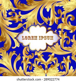 illustration background with Golden design with vintage ornament