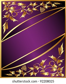 illustration background with gold(en) grape pattern and band