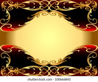 illustration background with gold(en) label with ornament