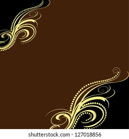 Illustration background with gold(en) ornament and brown band