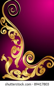 illustration background with gold(en) pattern and whorl