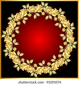 illustration background with gold(en) rose on circle