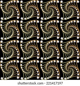 illustration background with golden spirals with pearls