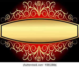 illustration background with gold(en) vegetable tsarist pattern