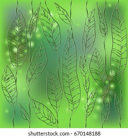 Illustration background green leaves