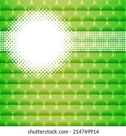 illustration background with green triangles and circles for text