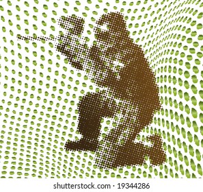 Illustration of background with halftone paintball