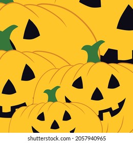 Illustration background of Halloween pumpkins and bat.