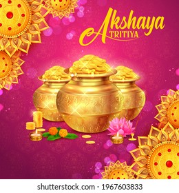 illustration of background for Happy Akshaya Tritiya religious festival of India celebration