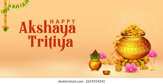 illustration of background for Happy Akshaya Tritiya religious festival of Hindu India celebration