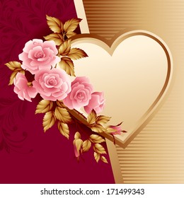 illustration background with heart and roses