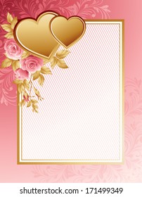illustration background with heart and roses