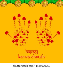 Illustration of background for Hindu 
 religious Festival Karwa Chauth celebrated in India