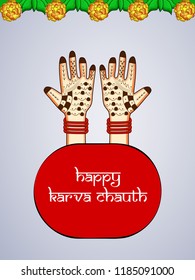 Illustration of background for Hindu 
 religious Festival Karwa Chauth celebrated in India
