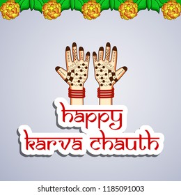 Illustration of background for Hindu 
 religious Festival Karwa Chauth celebrated in India