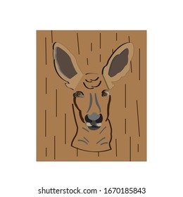 illustration background image of a deer's head with wood board as the background