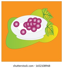 Illustration background image of grapes and leaves.