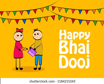 Illustration of background for Indian Hindu festival Bhai Dooj, celebrated in India showing love bond between brother and sister