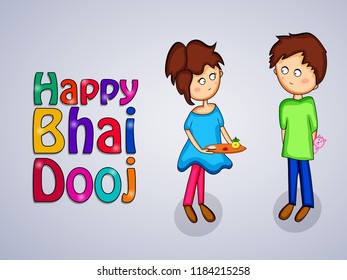 Illustration of background for Indian Hindu festival Bhai Dooj, celebrated in India showing love bond between brother and sister
