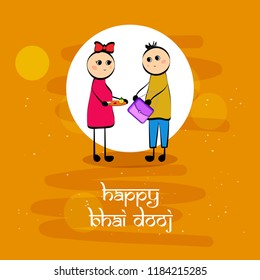 Illustration of background for Indian Hindu festival Bhai Dooj, celebrated in India showing love bond between brother and sister